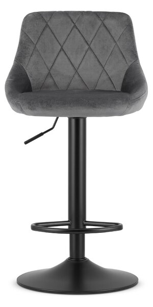 OFERTA Scaun de bar gri VELVET KAST cu picior negru II calitate