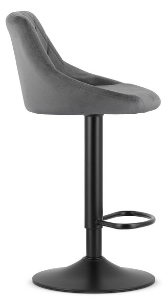 OFERTA Scaun de bar gri VELVET KAST cu picior negru II calitate