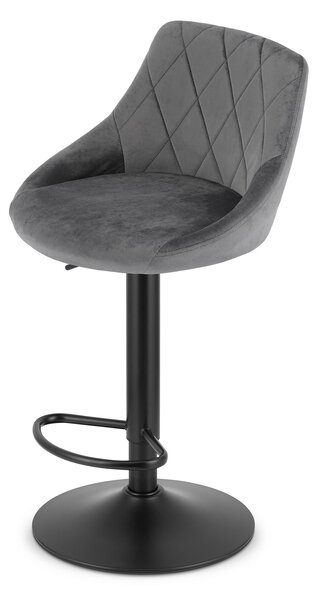 OFERTA Scaun de bar gri VELVET KAST cu picior negru II calitate