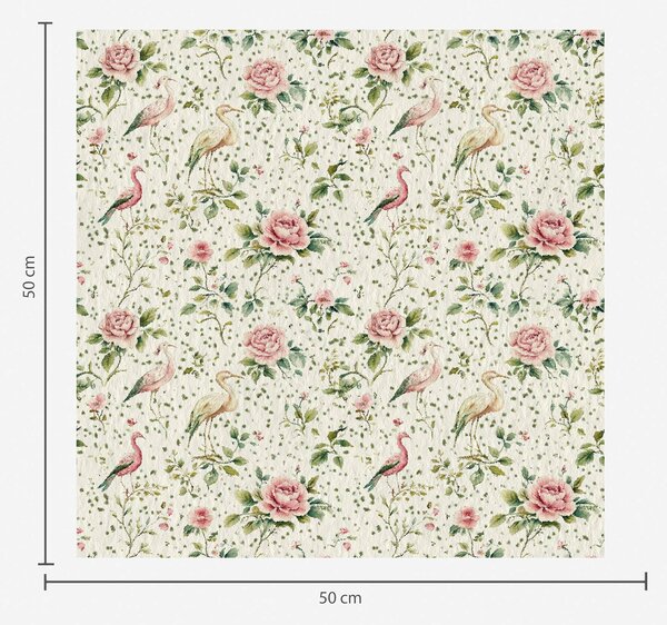 Tapet Trandafiri roz pastel și păsări în stil shabby chic, Tapet stil englezesc, a00201 : Uwalls.ro