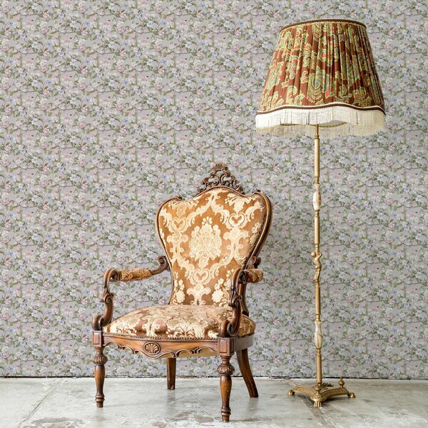 Tapet Diagonală florală pastelată în stilul textilelor renascentiste, Tapet flori, a00205 : Uwalls.ro