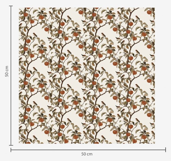 Tapet Păsări și portocale pe ramuri, botanică de epocă, Tapet rustic, a00208 : Uwalls.ro