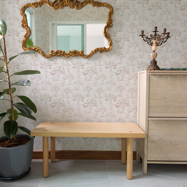 Tapet Siluete monocromatice de copaci în stil vintage, schema de culori bej, Tapet stil englezesc, a00210 : Uwalls.ro
