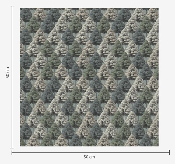Tapet Geometric model de pădure cu copaci în culori verzi, Tapet natura, a00209 : Uwalls.ro