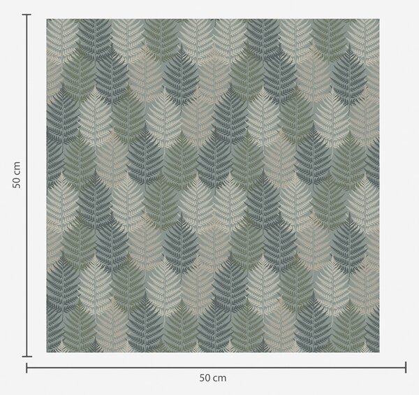 Tapet Frunze de ferigă, model geometric, culori verde și albastru, Tapet loft, a00211 : Uwalls.ro