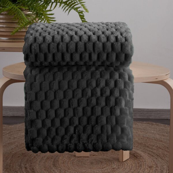 Pătură groasă de culoare gri închis cu model modern Lăţime: 200 cm | Lungime: 220 cm