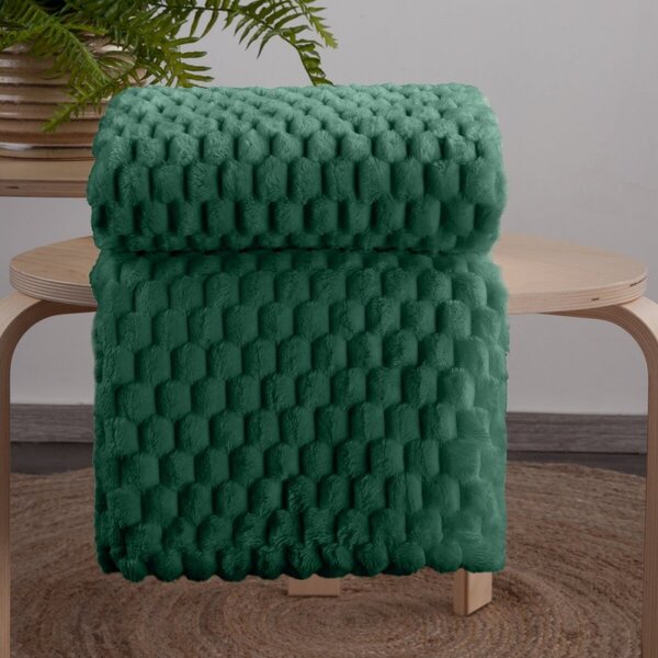 Pătură groasă în verde cu un model modern Lăţime: 200 cm | Lungime: 220 cm