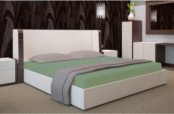 Lenjerie de pat din bumbac satinat verde-oliv Lățime: 90 cm | Lungime: 200 cm