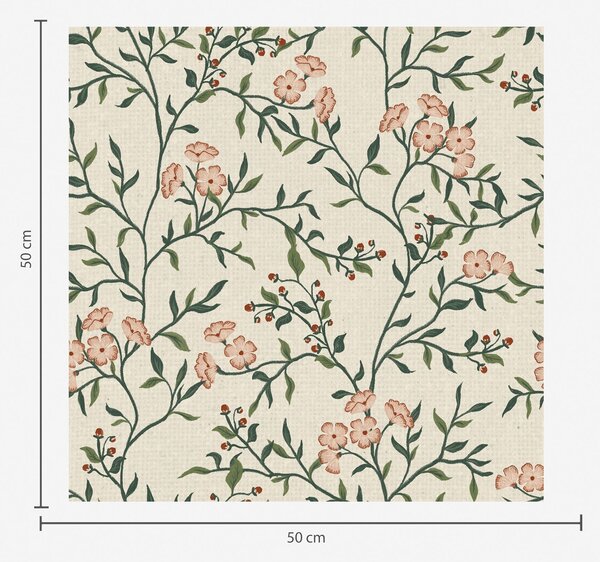 Tapet Ramuri întredeschise cu flori de coral, model floral, Tapet stil englezesc, a00221 : Uwalls.ro
