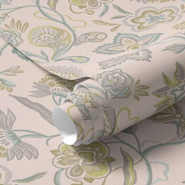 Tapet Flori ornamentale în culori pastelate, stil vintage, Tapet rustic, a00222 : Uwalls.ro