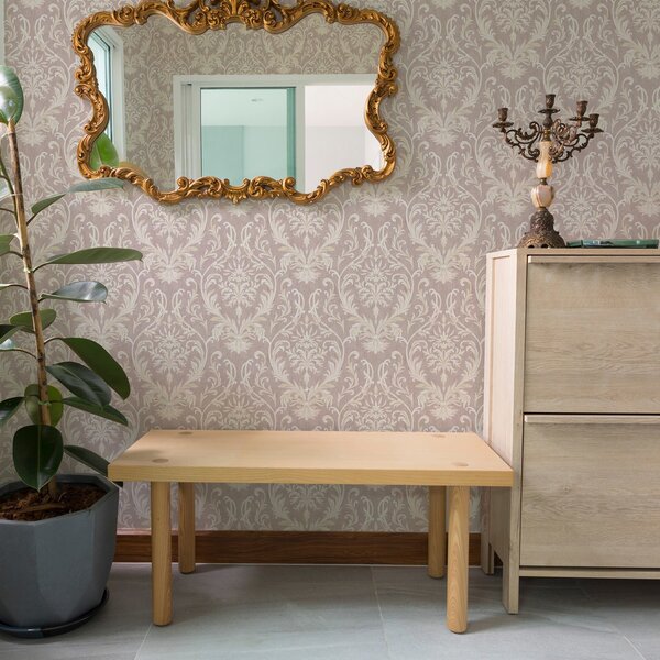 Tapet Damasc clasic pe fundal roz, model baroc, Tapet vintage, a00227 : Uwalls.ro