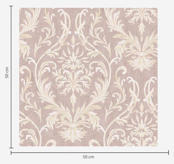 Tapet Damasc clasic pe fundal roz, model baroc, Tapet vintage, a00227 : Uwalls.ro