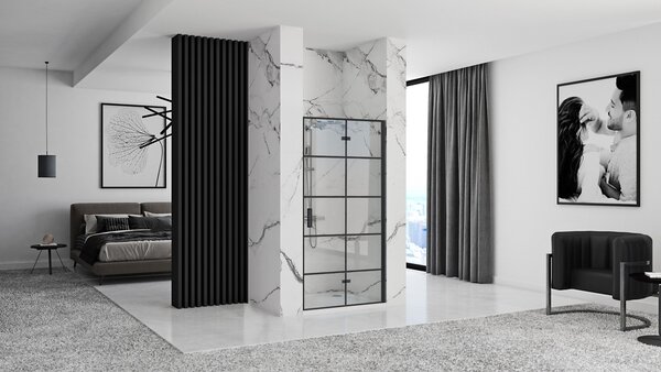 Rea Molier, usa de dus plianta 80x190cm, sticla transparenta 6mm, profil negru, REA-K8537