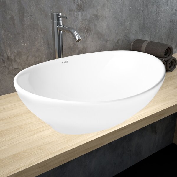 Hagser Agnes lavoar 41x34 cm ovale de blat alb luciu HGR10000040