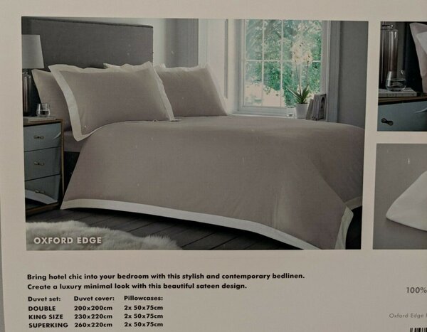 Lenjerie Hotel Luxury din bumbac satinat, gri/alb, 200 x 200 cm