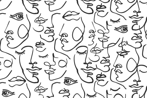 Tapet Fețe abstracte de culoare neagră, Fototapet Minimalism, w04121 : Uwalls.ro