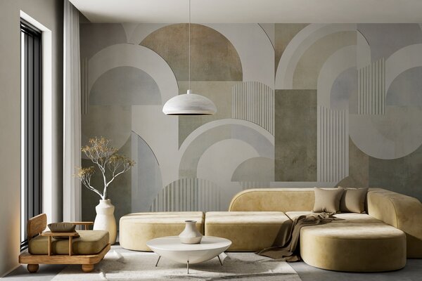 Tapet Geometrie abstractă în stil Art Deco cu efect retro, Fototapet Abstract, w04079 : Uwalls.ro