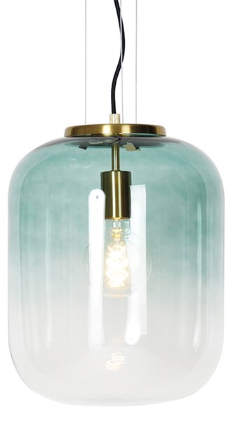 Design hanglamp goud met groen glas - Bliss