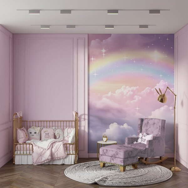 Tapet Curcubeu în nori, Fototapet Pentru Copii, Rainbow pentru copiilor, w04146 : Uwalls.ro