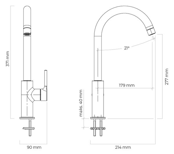 Oltens Skafta baterie bucătărie pe picior crom 35206100