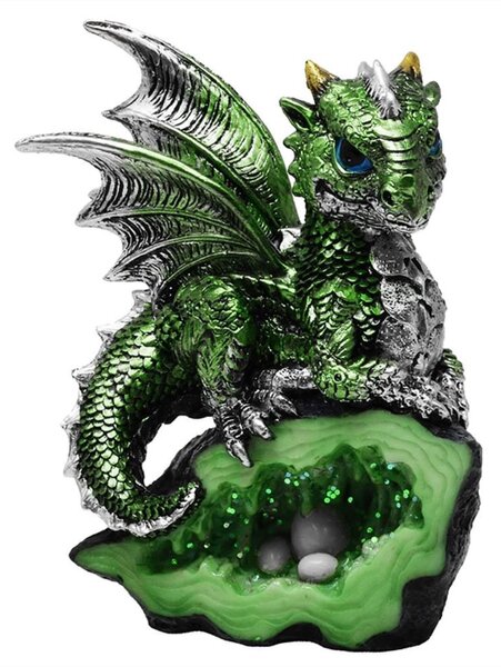 Statueta Dragonel verde Aripile Padurii , 13 cm