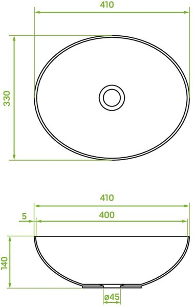 Laveo Desna lavoar 41x33 cm ovale de blat negru mat VUDB241