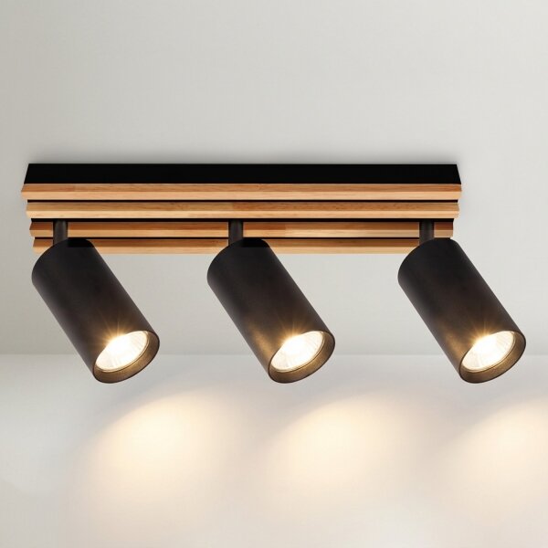 Brilagi - Lampă spot SELE WOOD ACOUSTIC 3xGU10/30W/230V negru/lemn