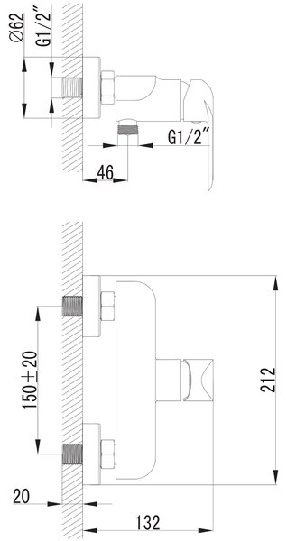Omnires Sacramento baterie de duș perete crom-alb SC2340CRB