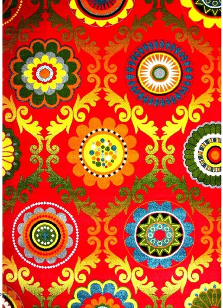 Model Baroque 11003, Covor Dreptunghiular, Rosu Multicolor, Dreptunghi, 80x150