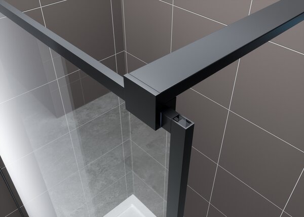 Hagser Hawisa perete cabină de duș walk-in 90 cm negru mat/sticla transparentă HGR50000022