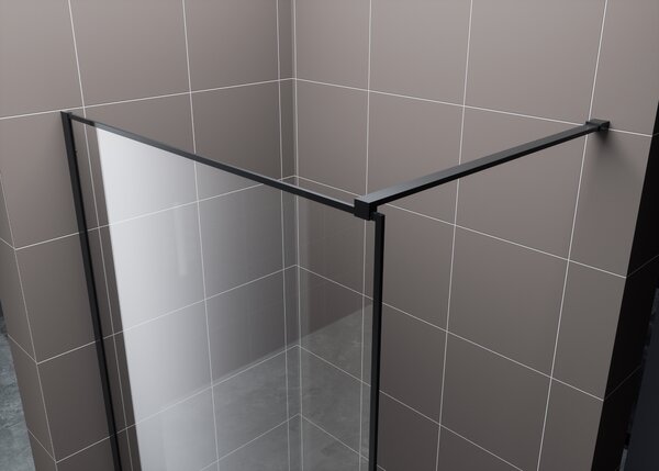 Hagser Hawisa perete cabină de duș walk-in 90 cm negru mat/sticla transparentă HGR50000022