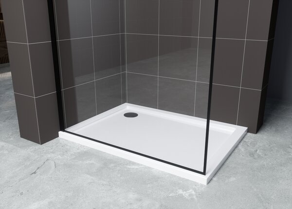 Hagser Hawisa perete cabină de duș walk-in 90 cm negru mat/sticla transparentă HGR50000022