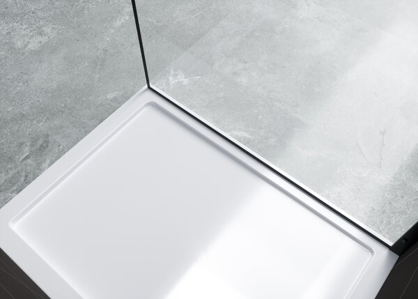 Hagser Hawisa perete cabină de duș walk-in 90 cm negru mat/sticla transparentă HGR50000022