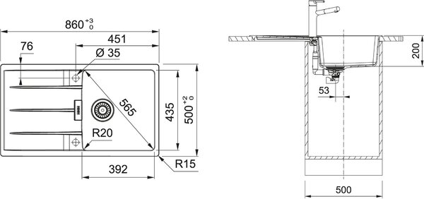 Franke Centro chiuvetă din granit 86x50 cm alb 114.0687.327