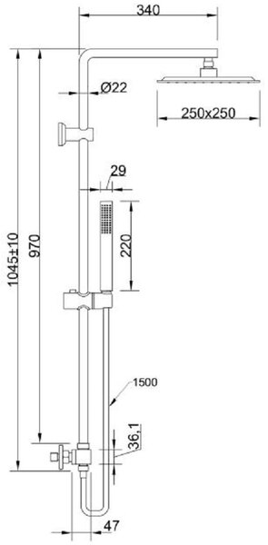 Invena Svart set de duș perete cu termostat cu duș de ploaie negru AU-85-004