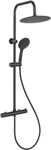 Invena Musta set de duș perete cu termostat cu duș de ploaie negru AU-84-004