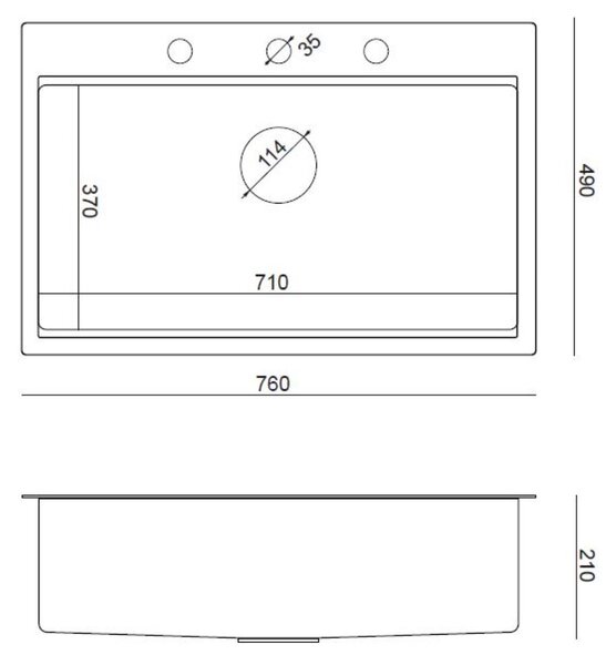 Quadron Burt chiuveta din oțel cu sifon 76x49 cm oţel MF76050BS