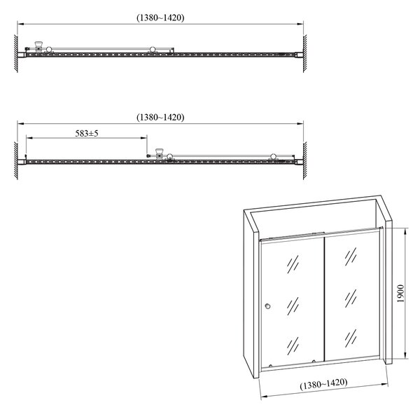 Hagser Ava uși de duș 140 cm culisantă negru mat/sticlă transparentă HGR16000021