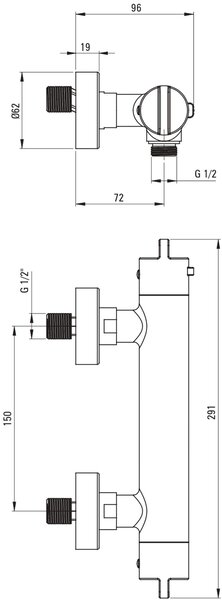 Deante baterie de duș perete cu termostat auriu BCH_Z4BT