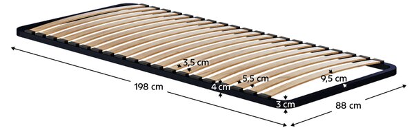 KONDELA Somieră cu cadru fix, 90x200, SOMIERĂ METALIC 2 NEW
