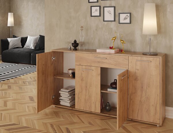 KONDELA Comodă, stejar craft auriu, LUNIA
