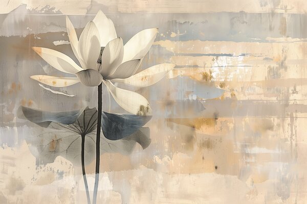 Tapet Imitație a unui lotus acuarelă pe un fundal abstract brushstroke, Fototapet Flori, w09244 : Uwalls.ro