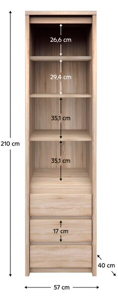 KONDELA Etajeră TYP 6, PAL melaminat, stejar sonoma, NORTY