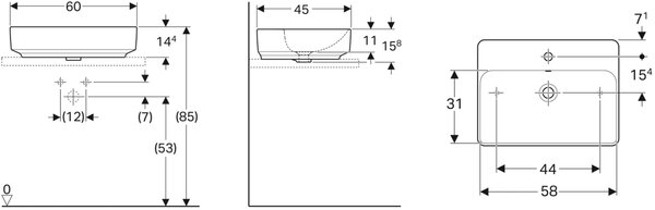 Geberit Variform lavoar 60x45 cm dreptunghiular mobilier-de blat alb luciu 500.781.01.2