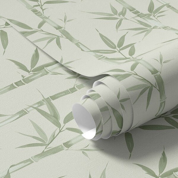 Tapet Bambus verde deschis pe fundal pastel moale, Tapet flori, a00236v1 : Uwalls.ro