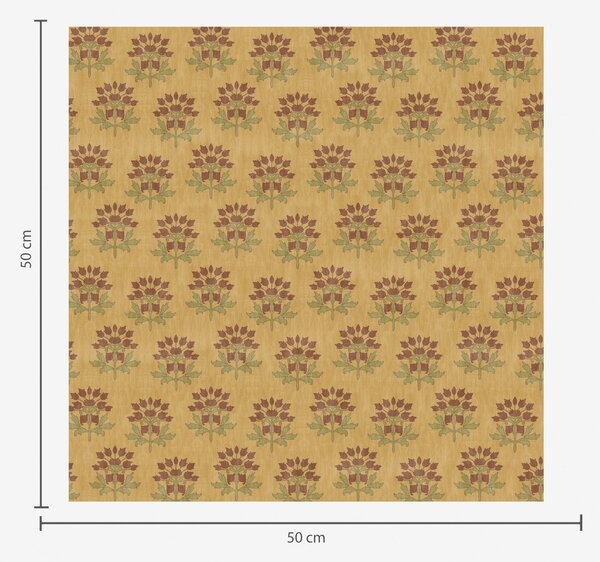 Tapet Model floral retro cu lotusuri pe fundal galben, Tapet flori, a00238 : Uwalls.ro