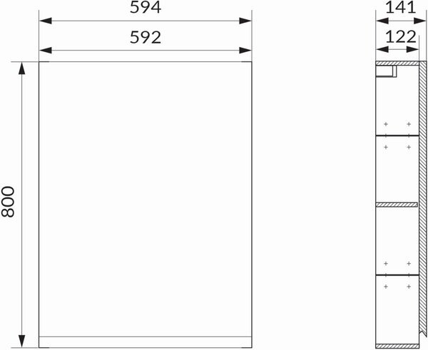 Cersanit Moduo dulap 59.4x14.1x80 cm laterala pe perete antracit S590-074-DSM
