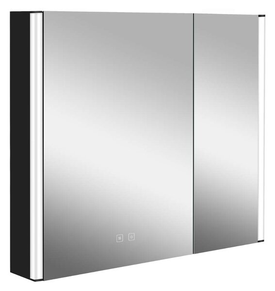Kielle Arkas I - Dulap cu oglindă și iluminare LED, încălzire și port USB, 80x70x13 cm, negru mat 50111814