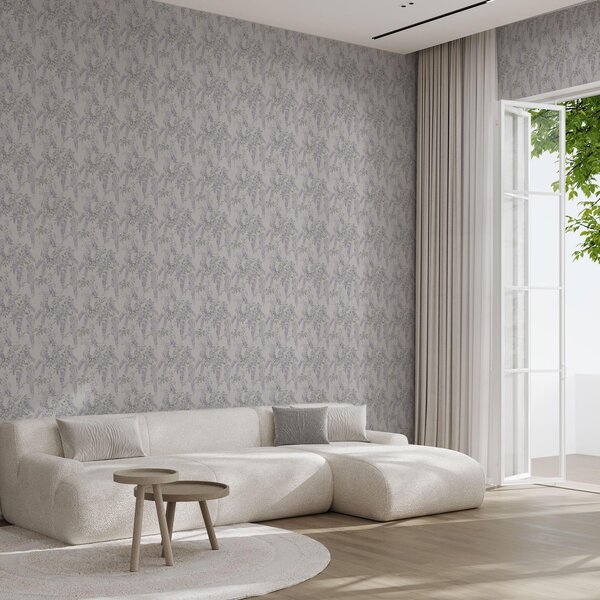 Tapet Lilac wisteria pe fundal alb, stil acuarelă, Tapet Provence, a00239 : Uwalls.ro