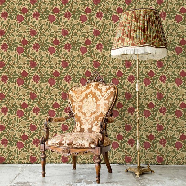 Tapet Rodii și flori în stilul lui William Morris, Tapet flori, a00240 : Uwalls.ro